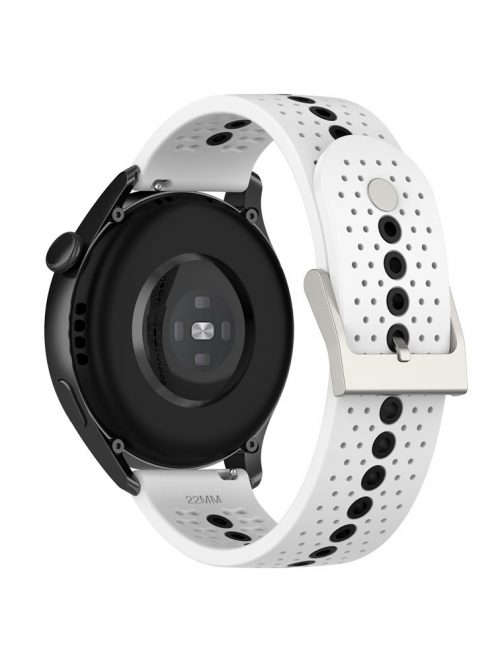 20mm Bi-color Silicone Watch Strap Wristband for Huawei Watch GT3 42mm/Samsung Galaxy Watch 42mm - White/Black