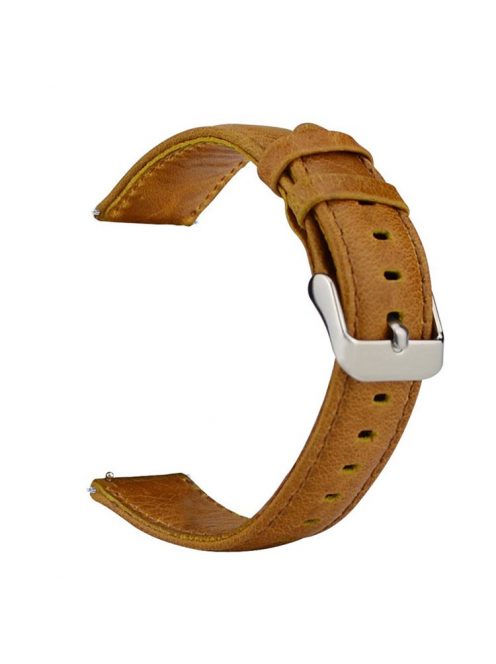 20mm Crazy Horse Genuine Leather Watch Band for Samsung Galaxy Watch4 Classic 46mm 42mm/Watch4 44mm 40mm/Huawei Watch 2 - Brown