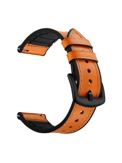 20mm Genuine Leather Coated Silicone Smart Watch Strap for Huawei Watch GT2 42mm - Light Brown